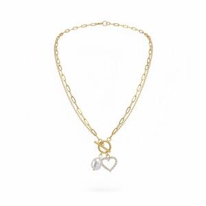Elegant Gold and Silver Heart Necklace